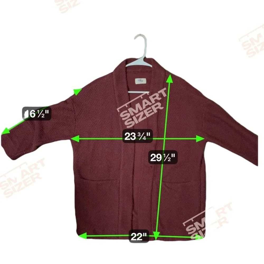 Marine‎ Layer Birdseye Knit Textured Open Front Cardigan Burgundy Women's Large